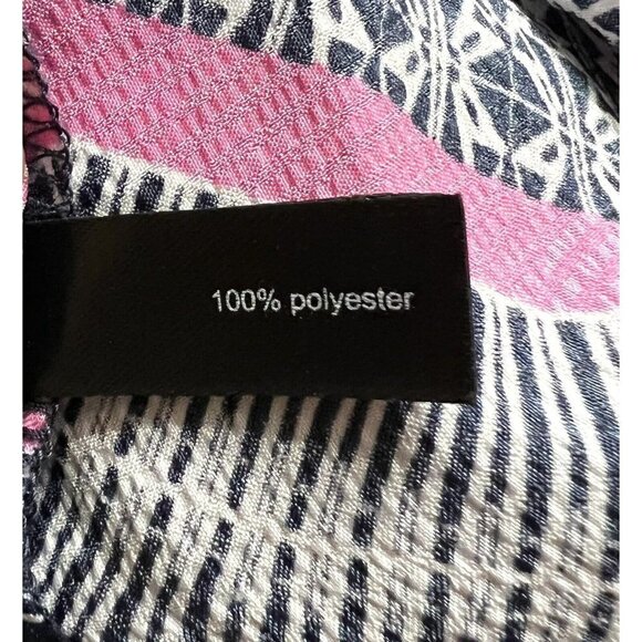 The Limited Mock Neck Tank Blouse Satin Feel Geometric Pink Navy White Size XS - Picture 7 of 12